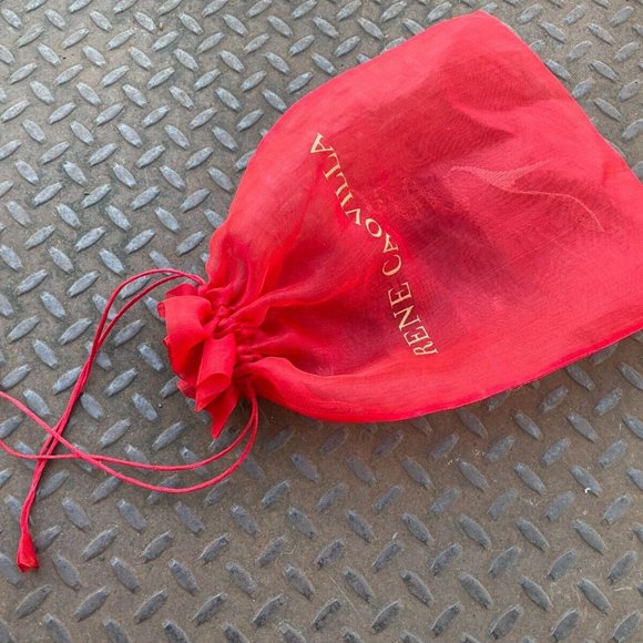 Rene Caovilla Dust Bag Red Organza Fabric Draw String Storage Bag Authentic - Picture 2 of 11